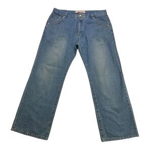 Rip Curl Jeans Mens 38 X 32 Blue Denim Baggy Straight Leg Mid Rise Medium Wash